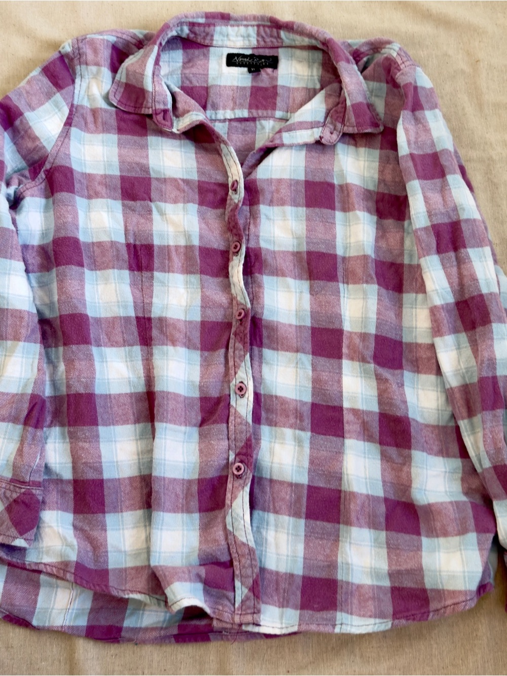 Madison & Grace Purple and White Plaid Button-Down Shirt